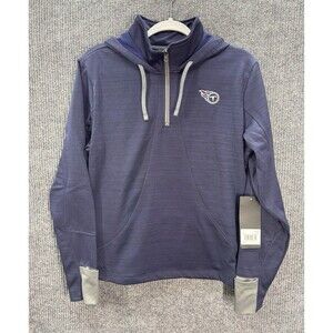 NFL Tennessee Titans 1/4 Zip Pullover Hoodie Womens Large Navy Blue Thumbholes